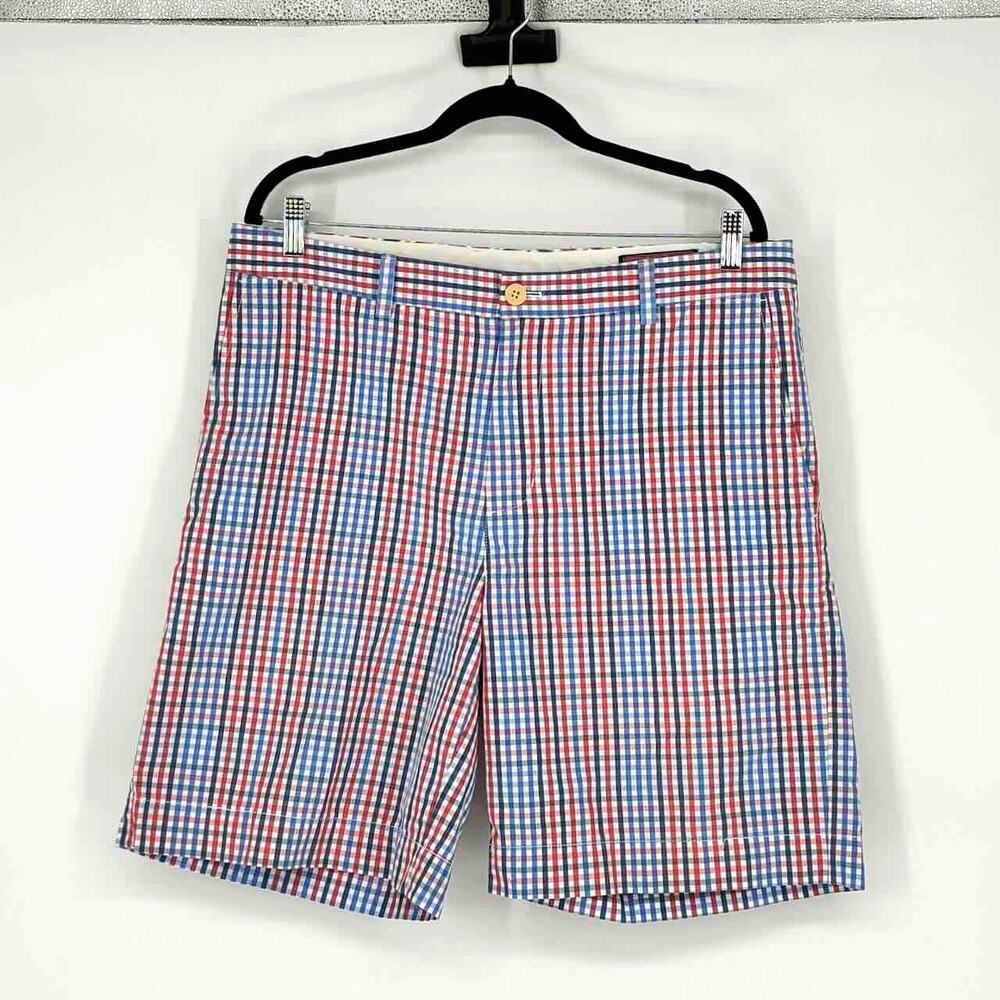 Vineyard Vines Men's Preppy Red White & Blue Check 8" Breaker Short - Size 36